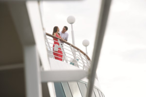 Couple, romantic moment, sky, open deck, railing, woman and man, GR, Grandeur, Grandeur of the Seas?