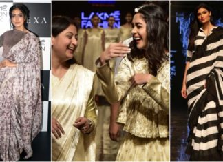 LFW Day 2: Athiya Shetty In Dramatic Monochrome Saree Is All About 60s Charm