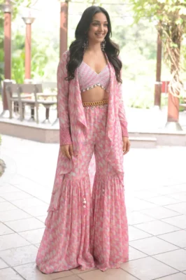 Crop Top Sharara Mehndi Outfit