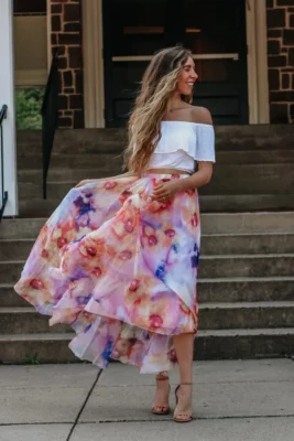 Flowy Blouse And Midi Skirt