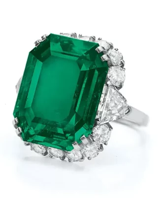 An Emerald And Diamond Ring By Bvlgari