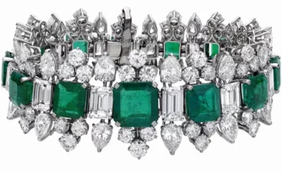 Elizabeth Taylor's Emerald Bracelet With Diamonds By Bvlgari