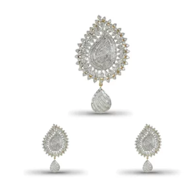 Aashna Diamond Pendant Earrings Set By PP Jewellers