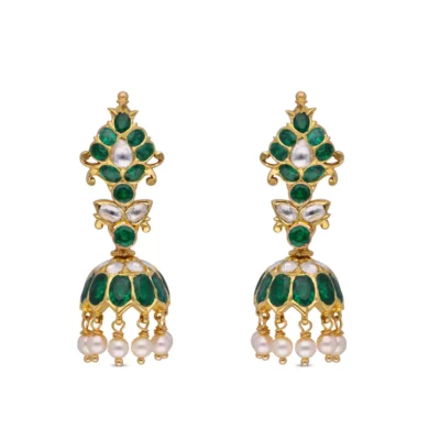 Gold Emerald Eardrops