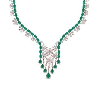 Sleek Diamond Emerald Necklace