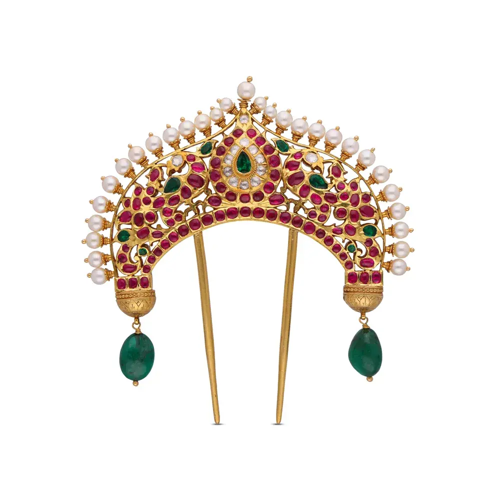 Regal Ruby and Emerald Hair Ornament