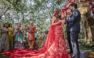 8 Bridal Lehenga Alternatives for Modern Bride red wedding gown
