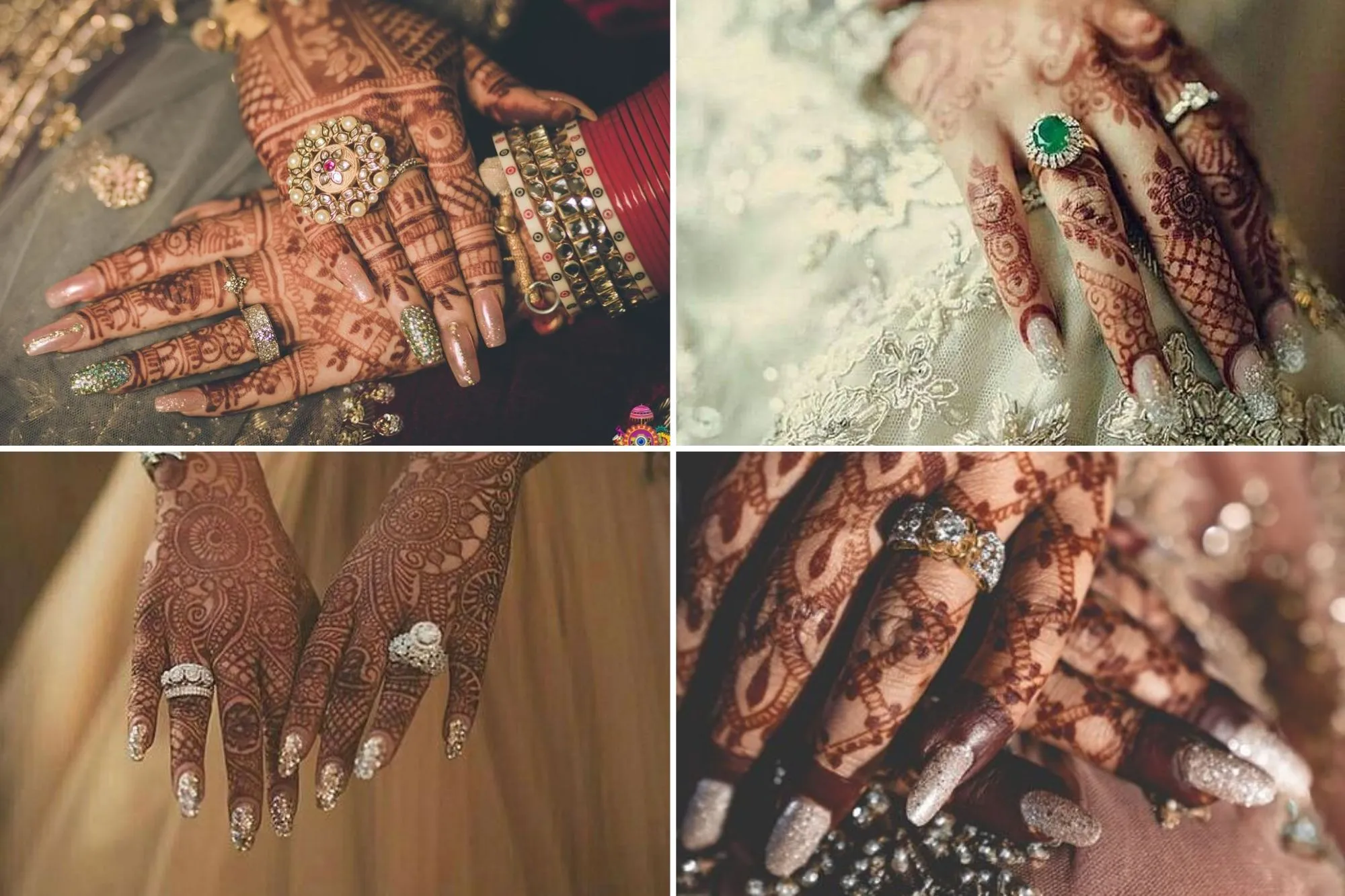 glitter design bridal nails