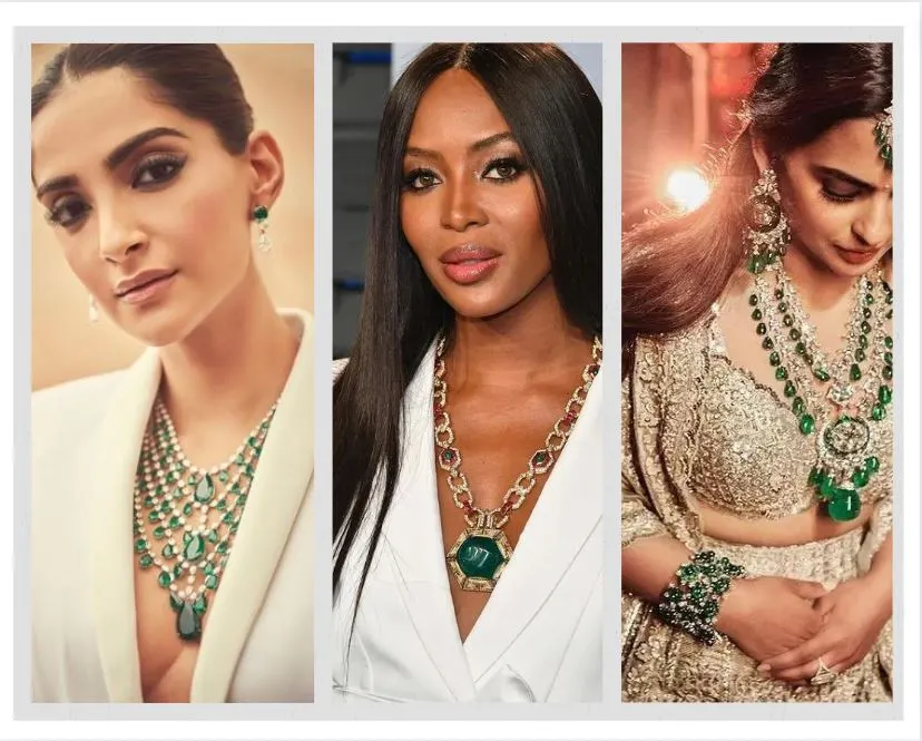 emerald jewellery for v neckline