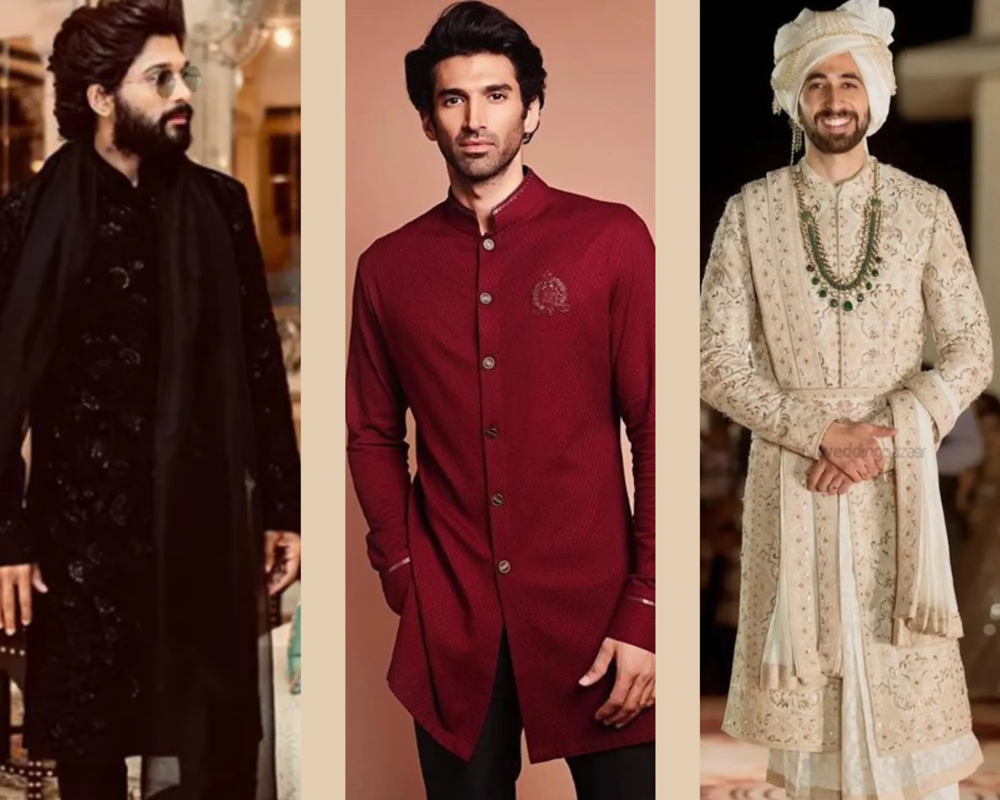 black sherwani
red sherwani
white sherwani