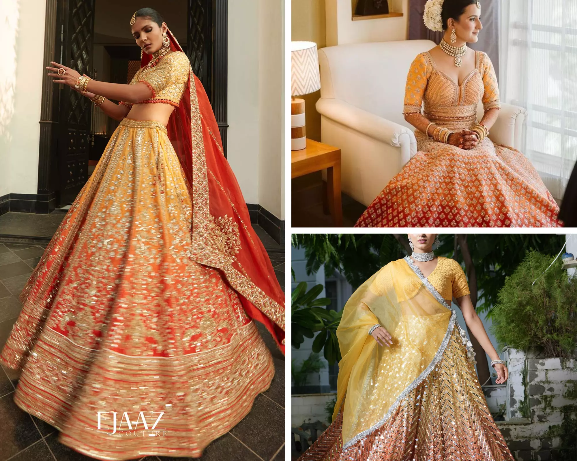 burnt orange ombre bridal lehenga
