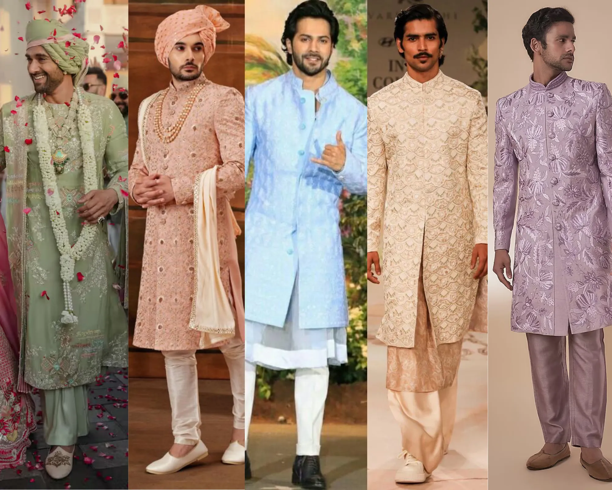 pastel coloured sherwanis fro grooms
