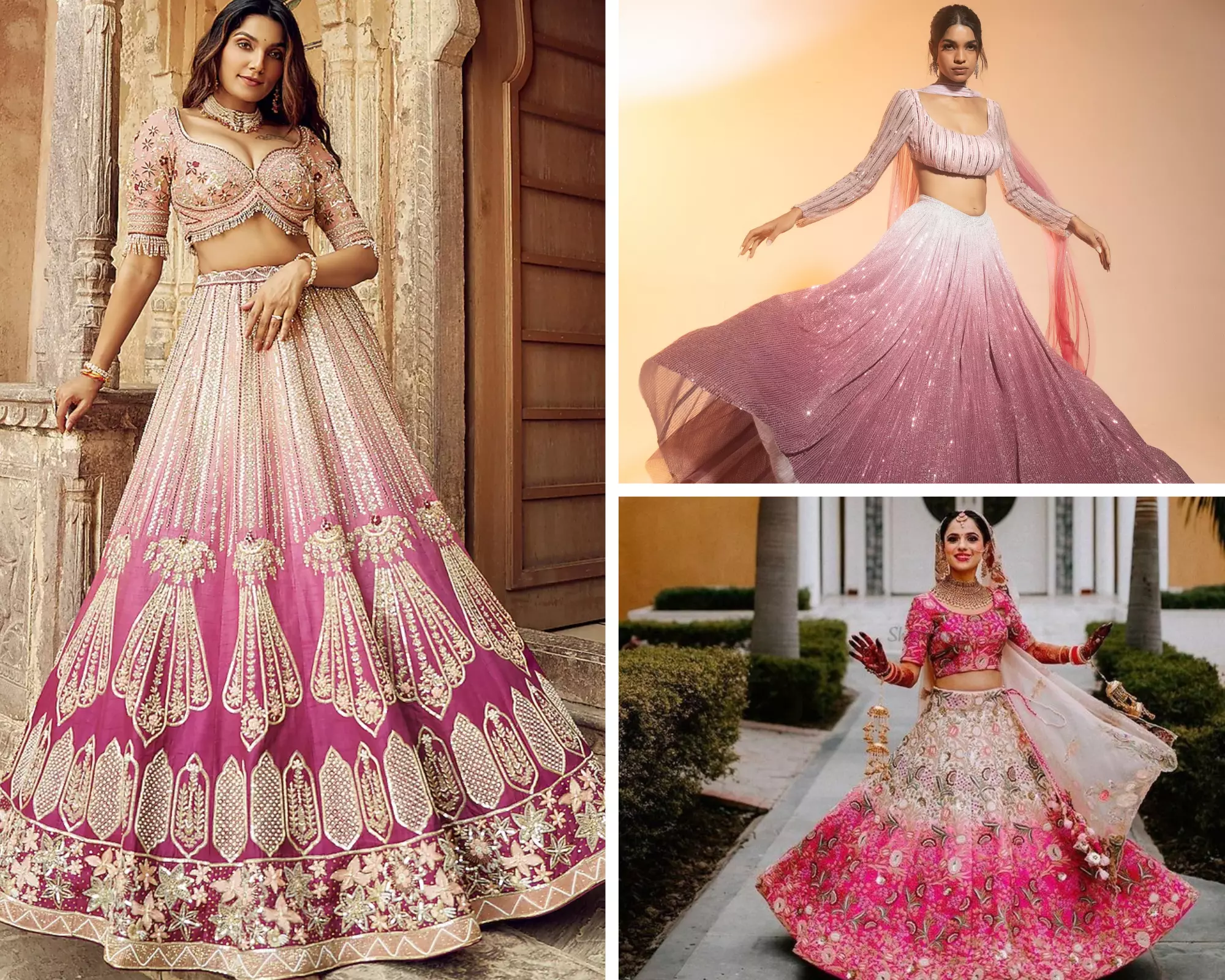 pink ombre bridal lehenga