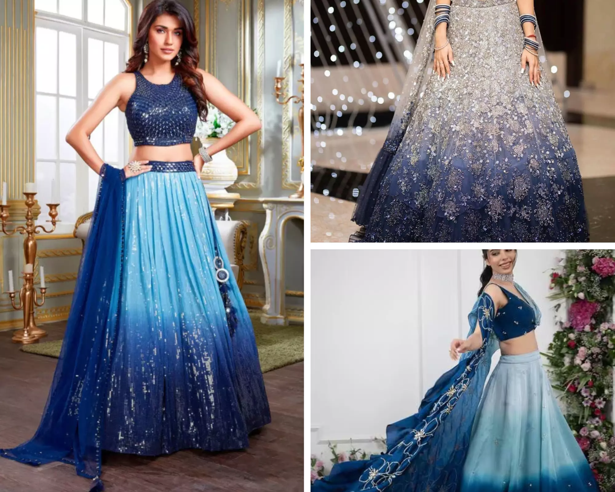 royal blue ombre bridal lehenga