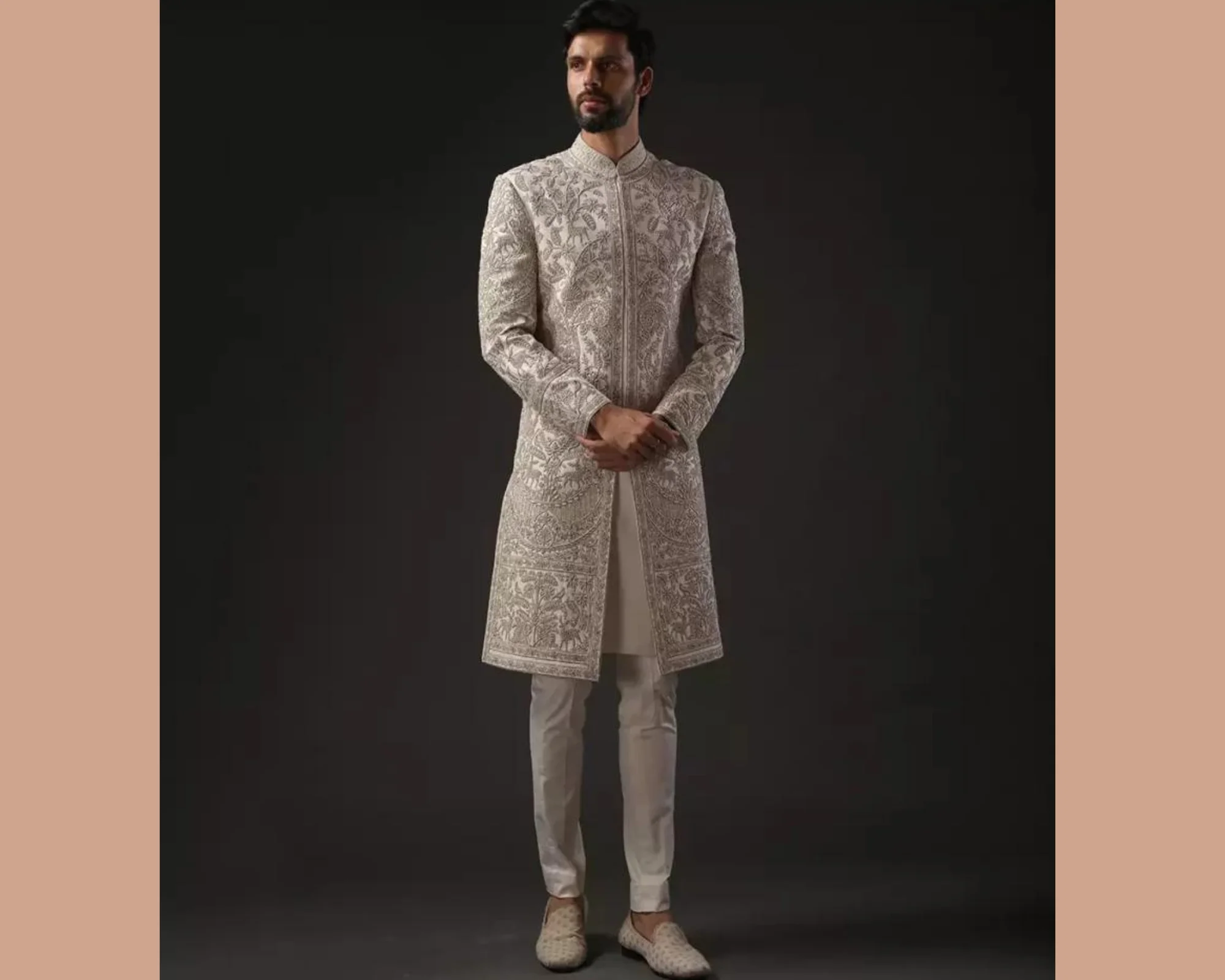 Classic Ivory Embroidered Sherwani