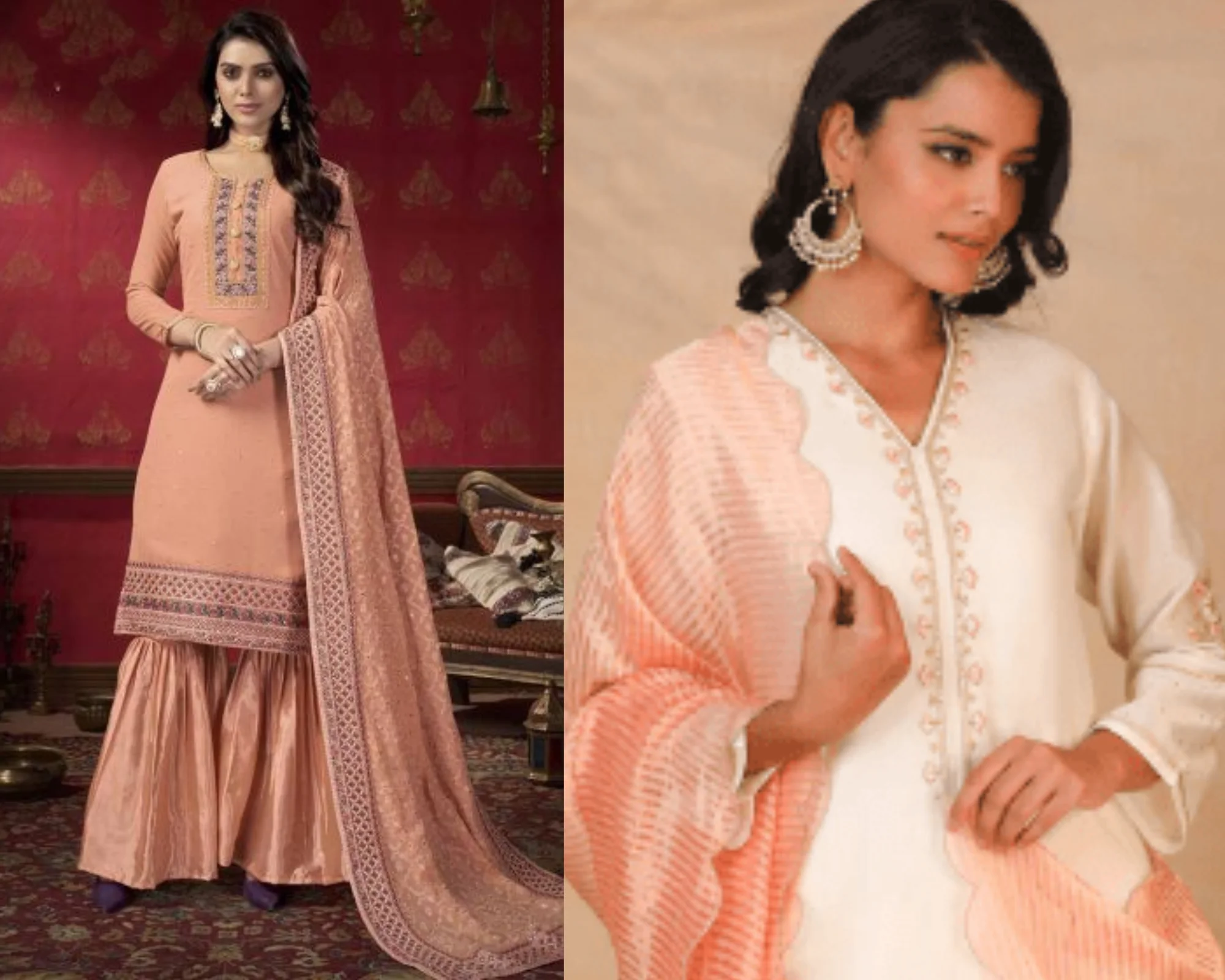 peach kurta peach salwar suits