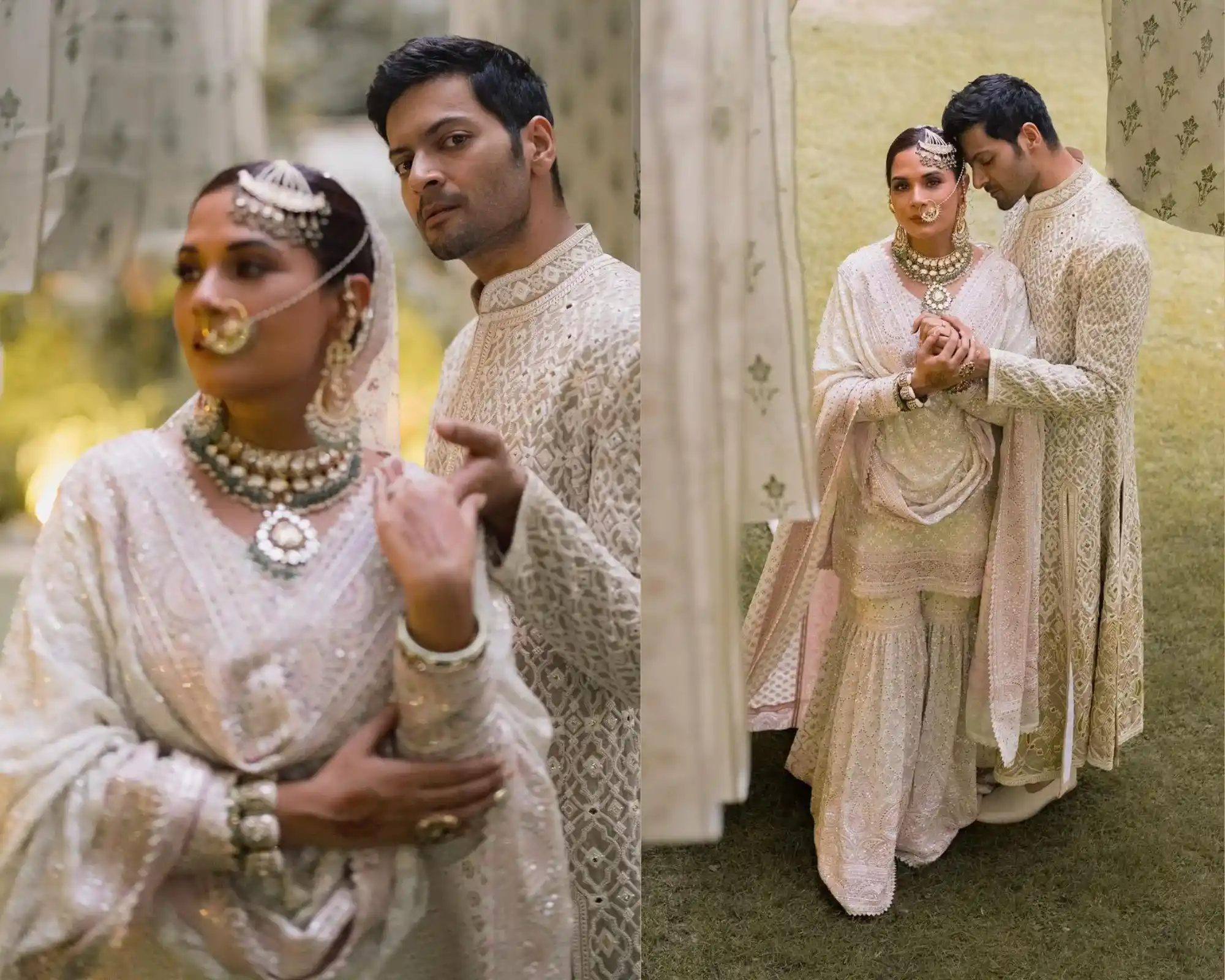 Richa Chadha’s off-white sharara look from Abu Jani and Sandeep Khosla’s collection