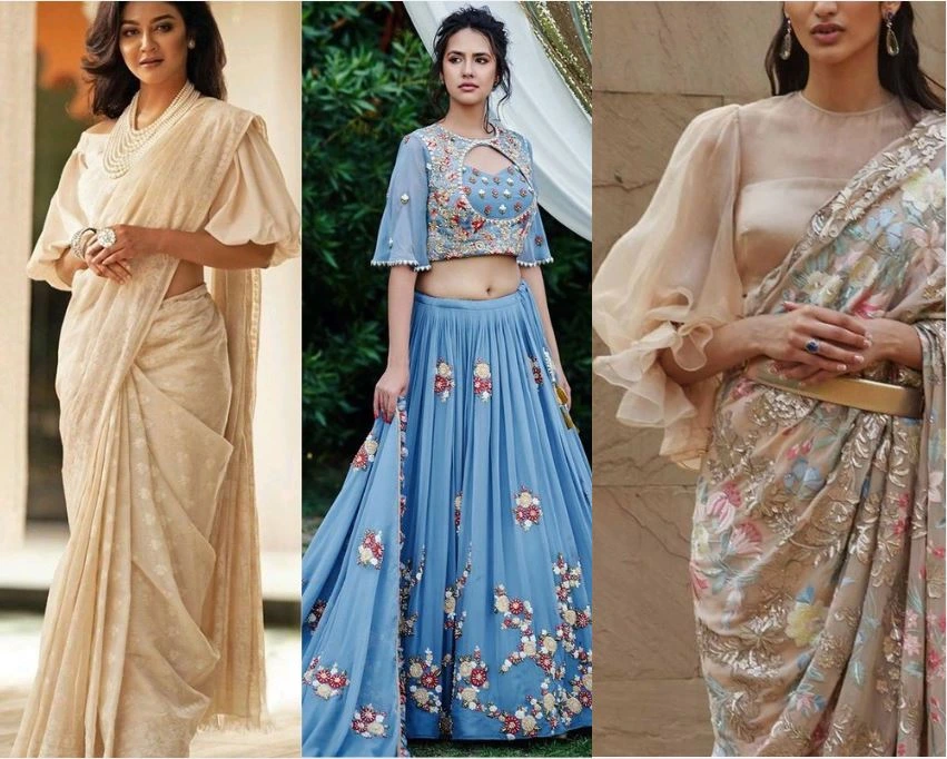 Women wearing bell sleeve design blouse