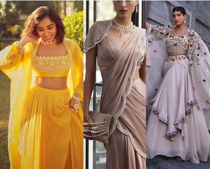 Women wearing cape sleeve design blouse
