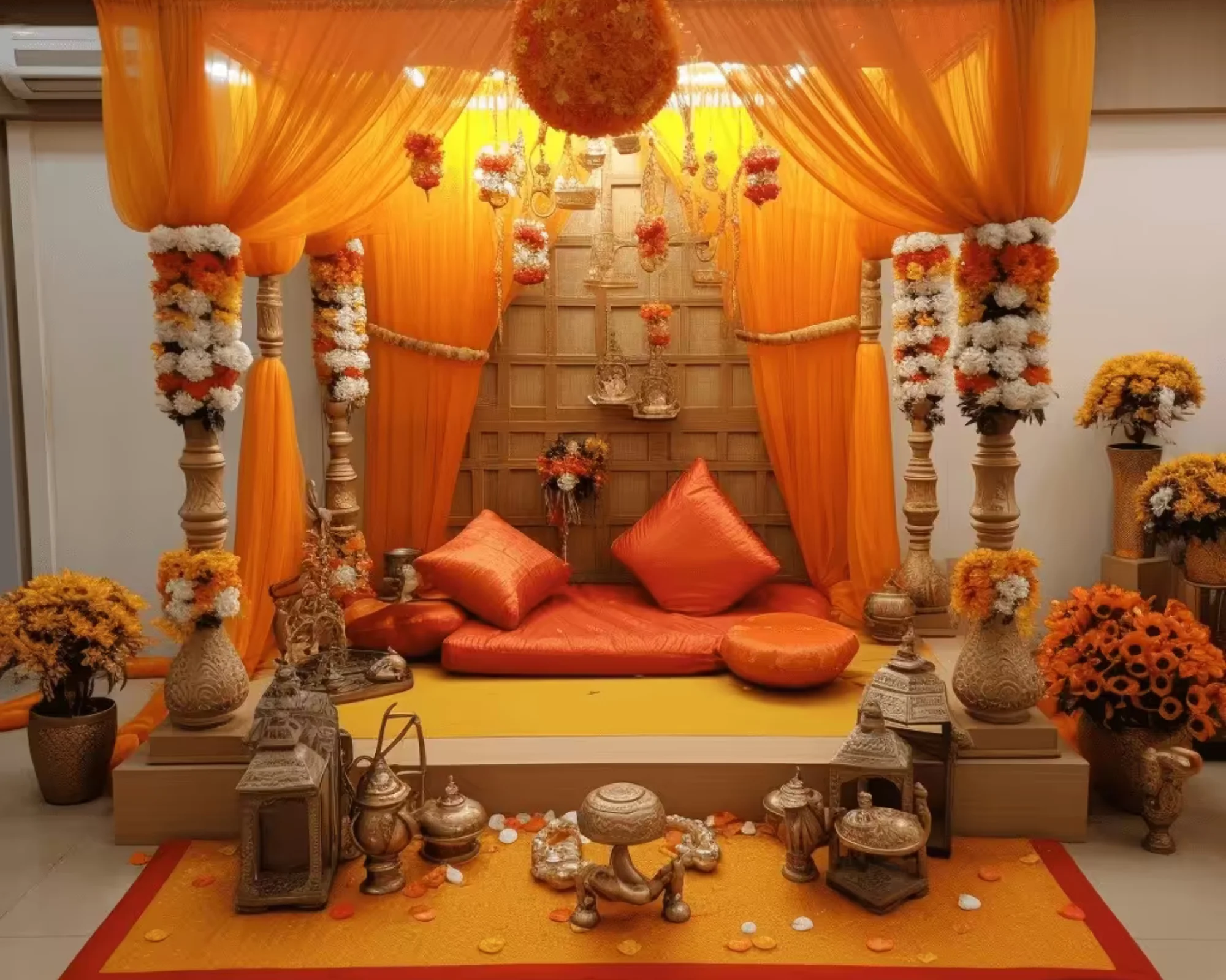 orange decoration for navratri
