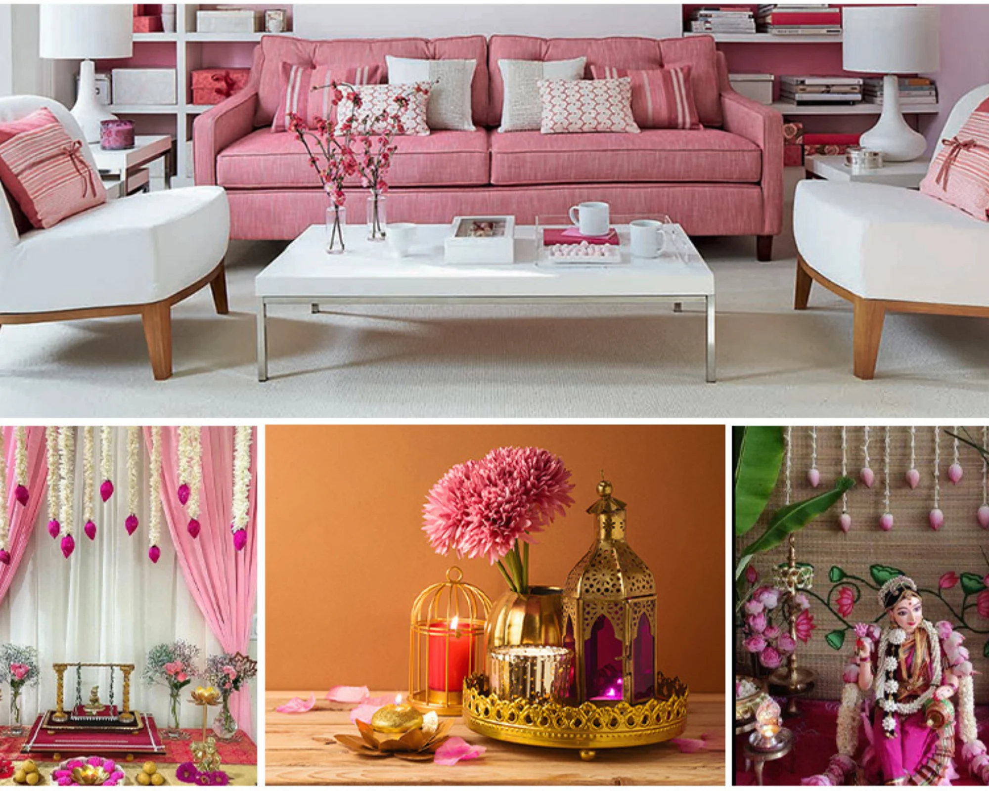 pink decor for navratri