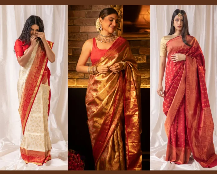 bengali saree look for durga puja