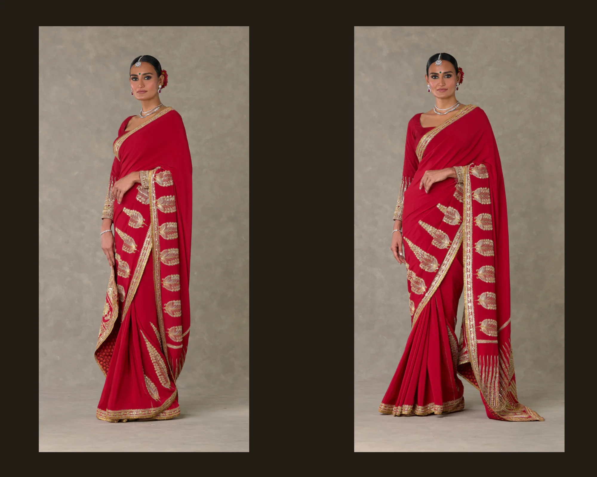 Red Son-Patti Saree from House of Masaba
