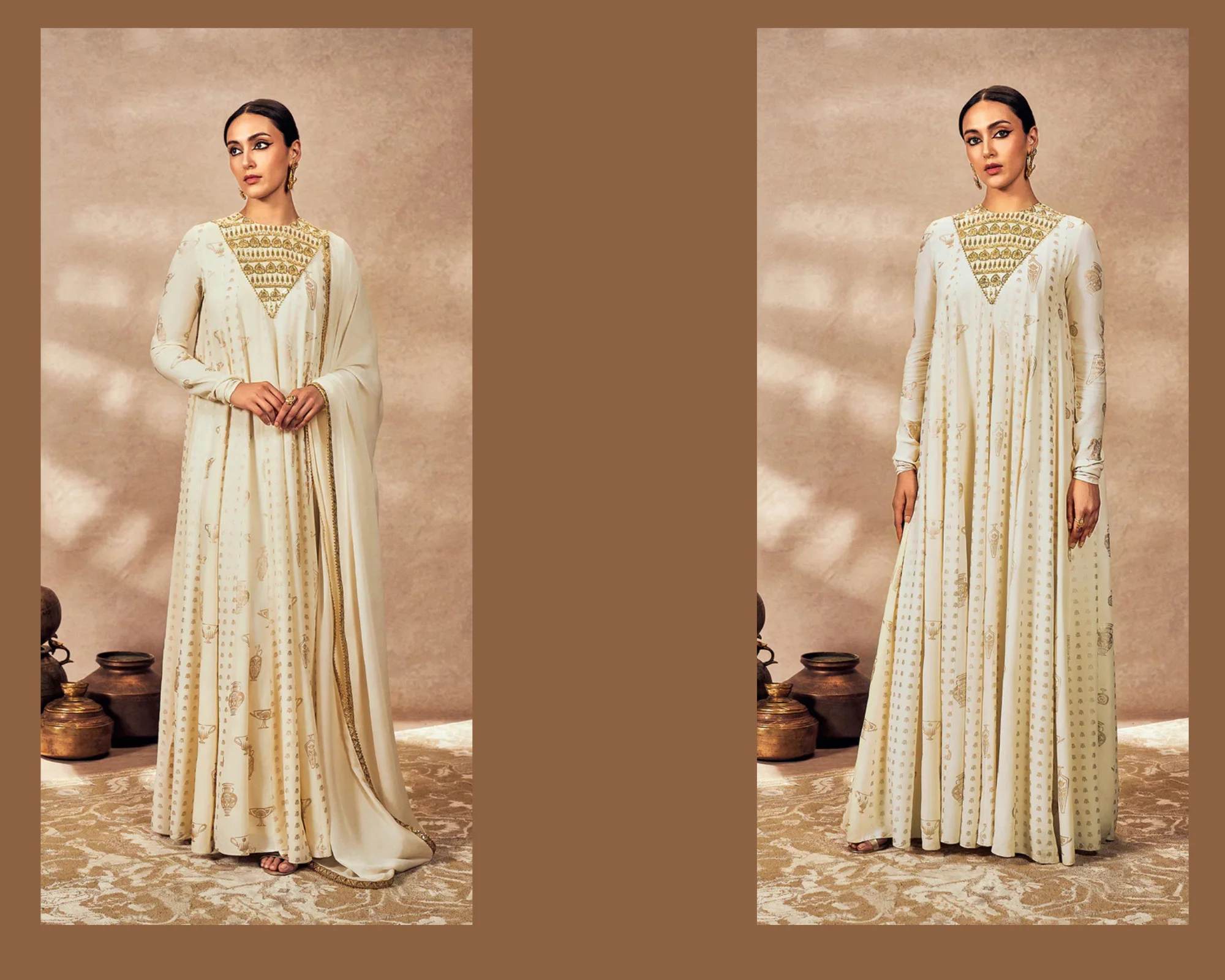 Ivory Potters Touch Anarkali Set