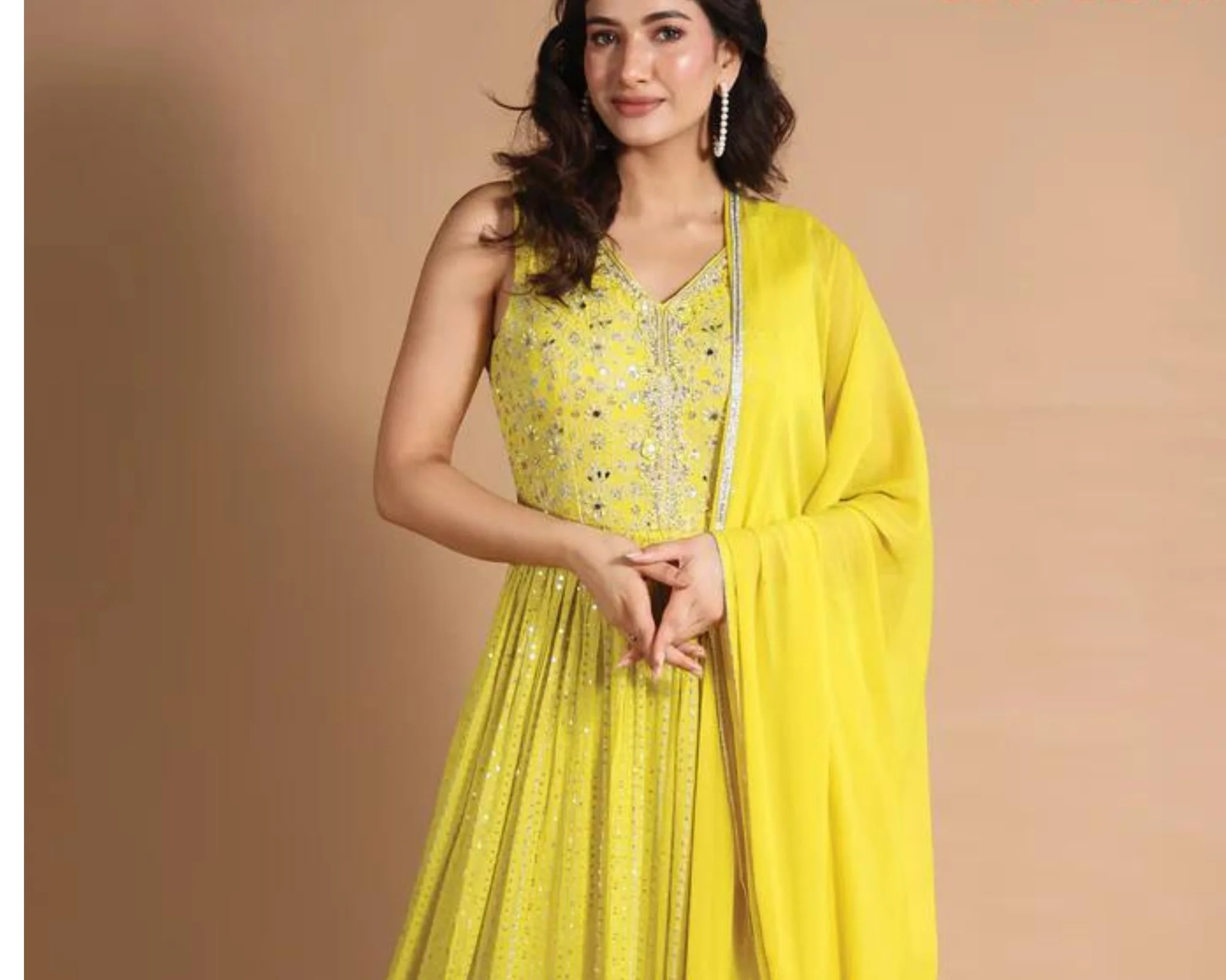 Yellow georgette Anarkali suit