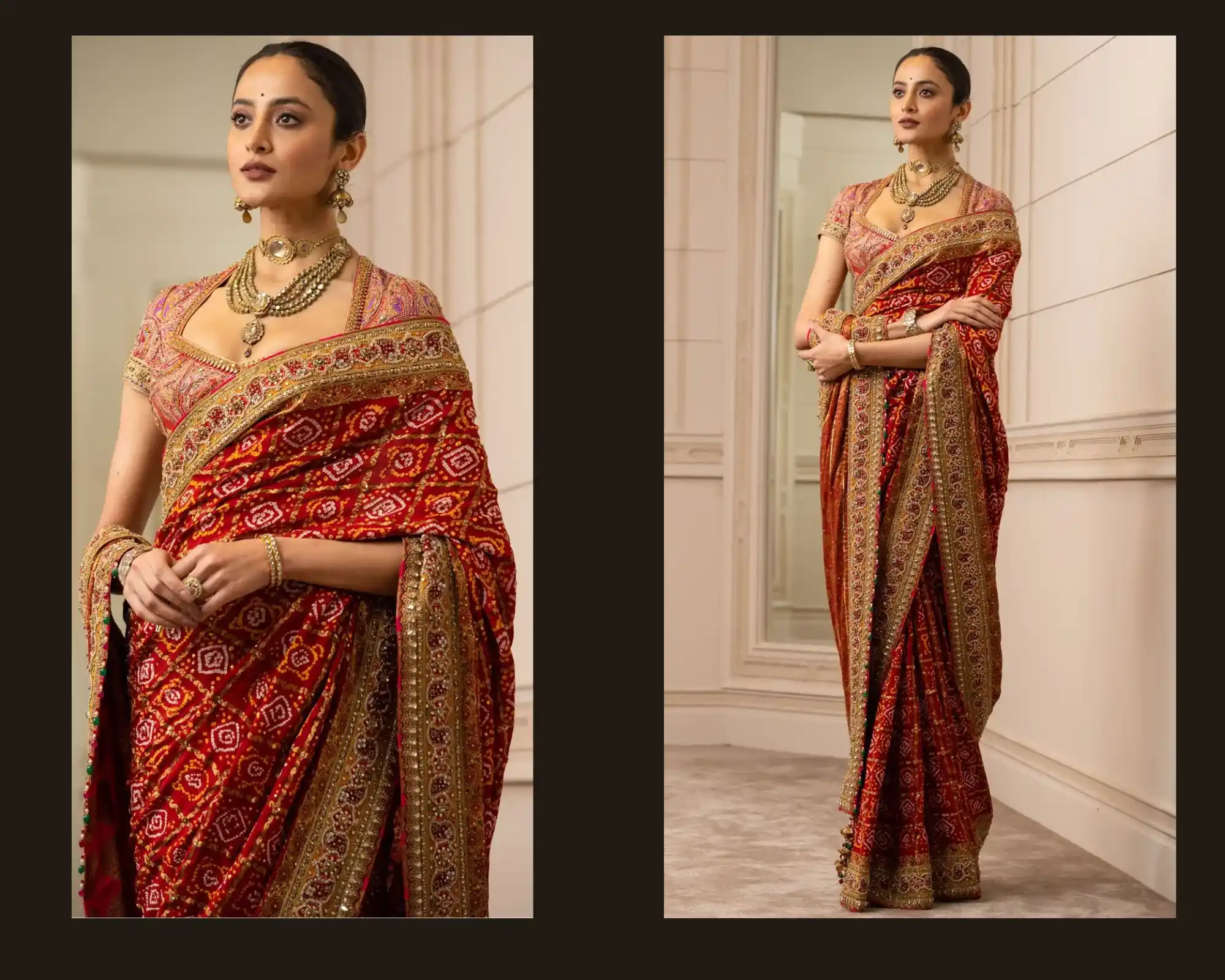 Red Gharchola Saree Set from Tarun Tahilini