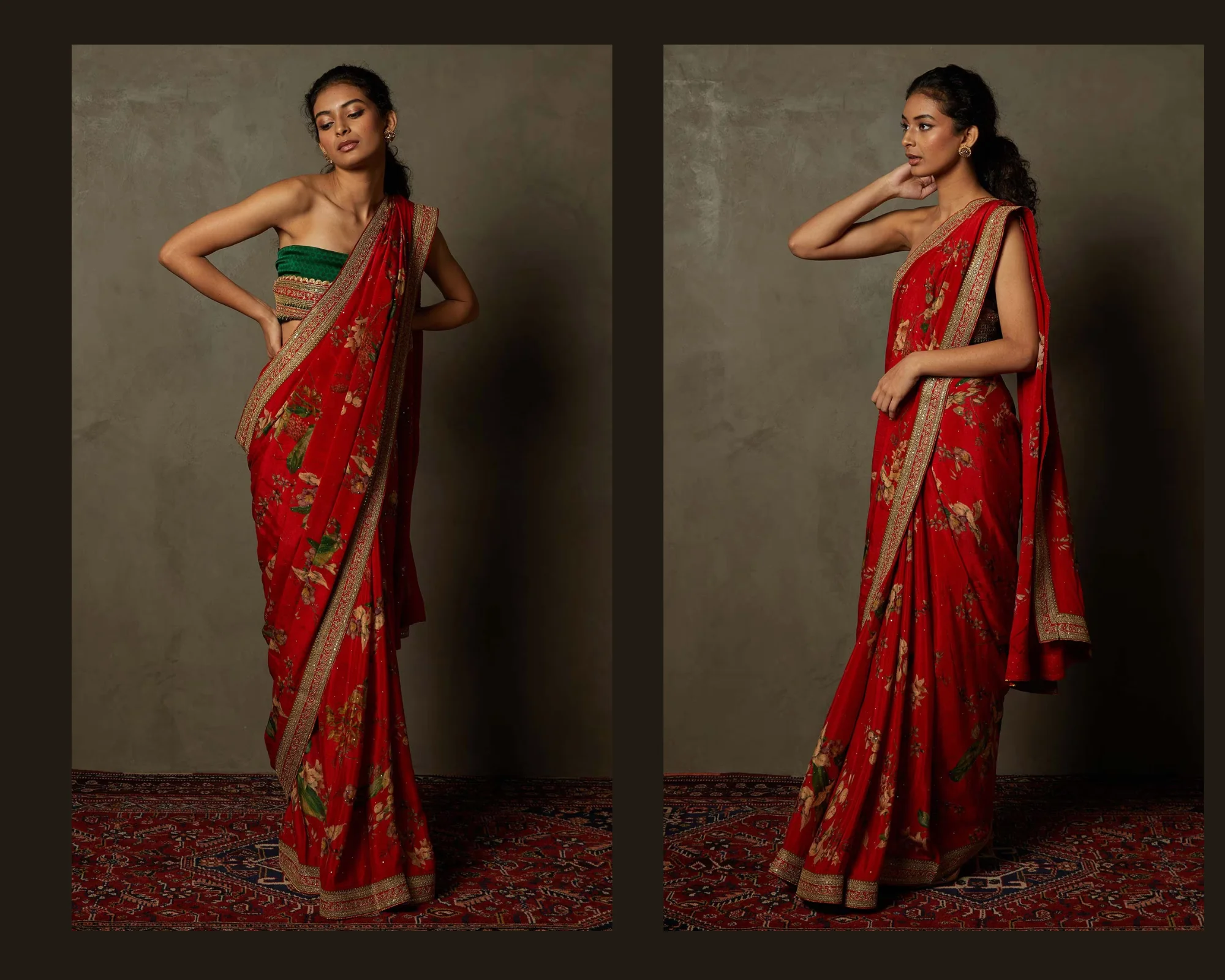 Red Water Lily Saree from Ritu Kumar