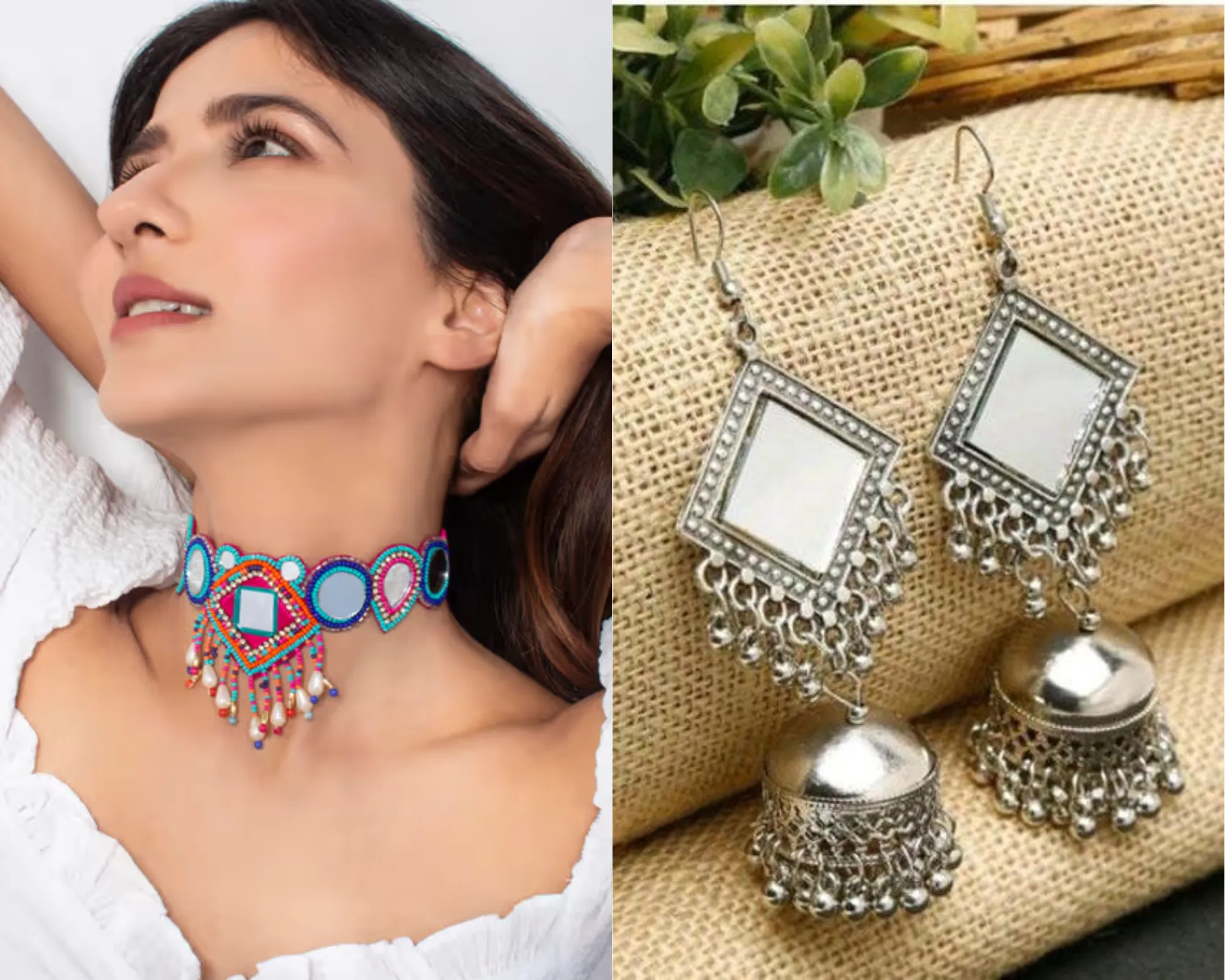 mirror work jewellery for navratri