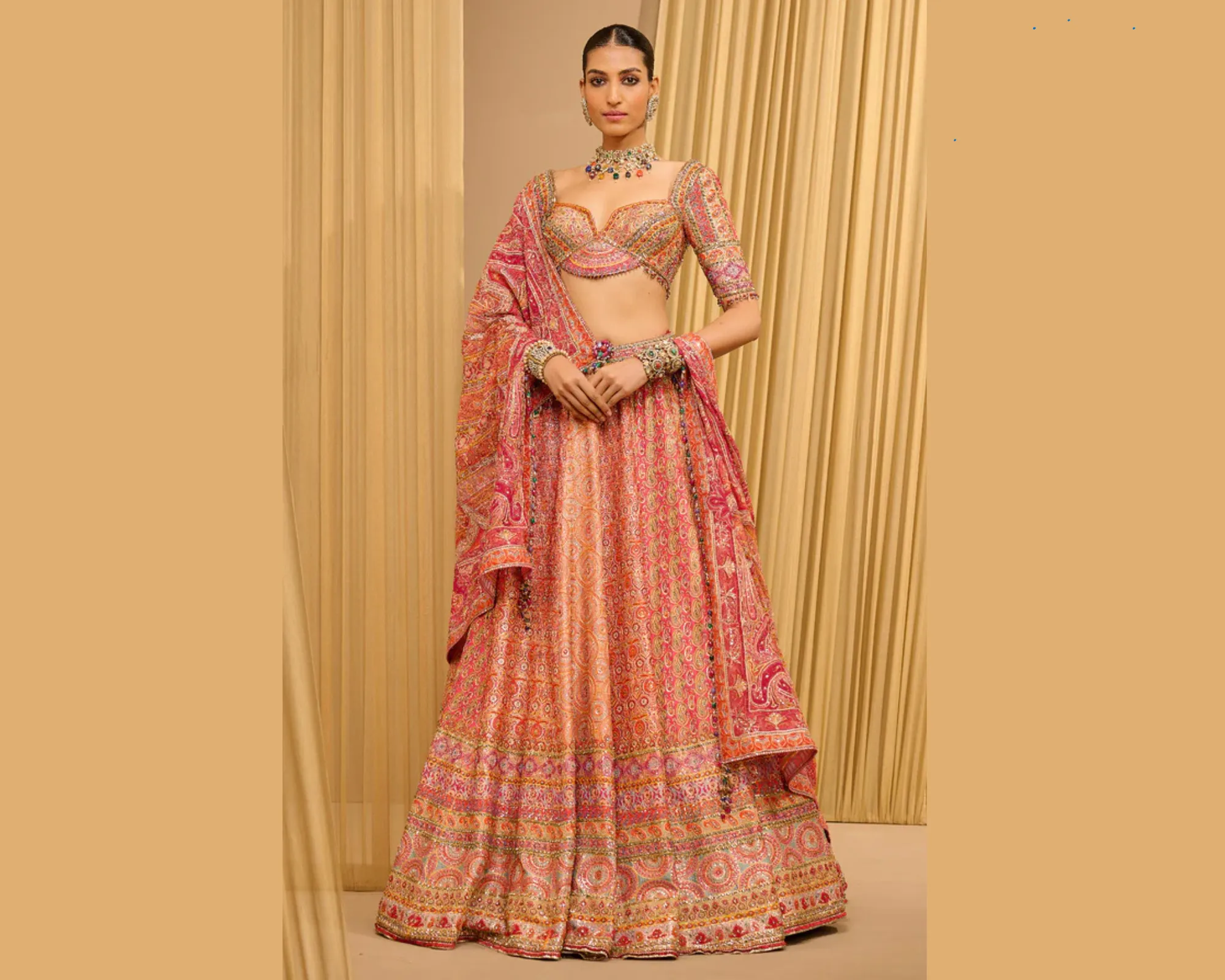 pink and orange lehenga for navratri