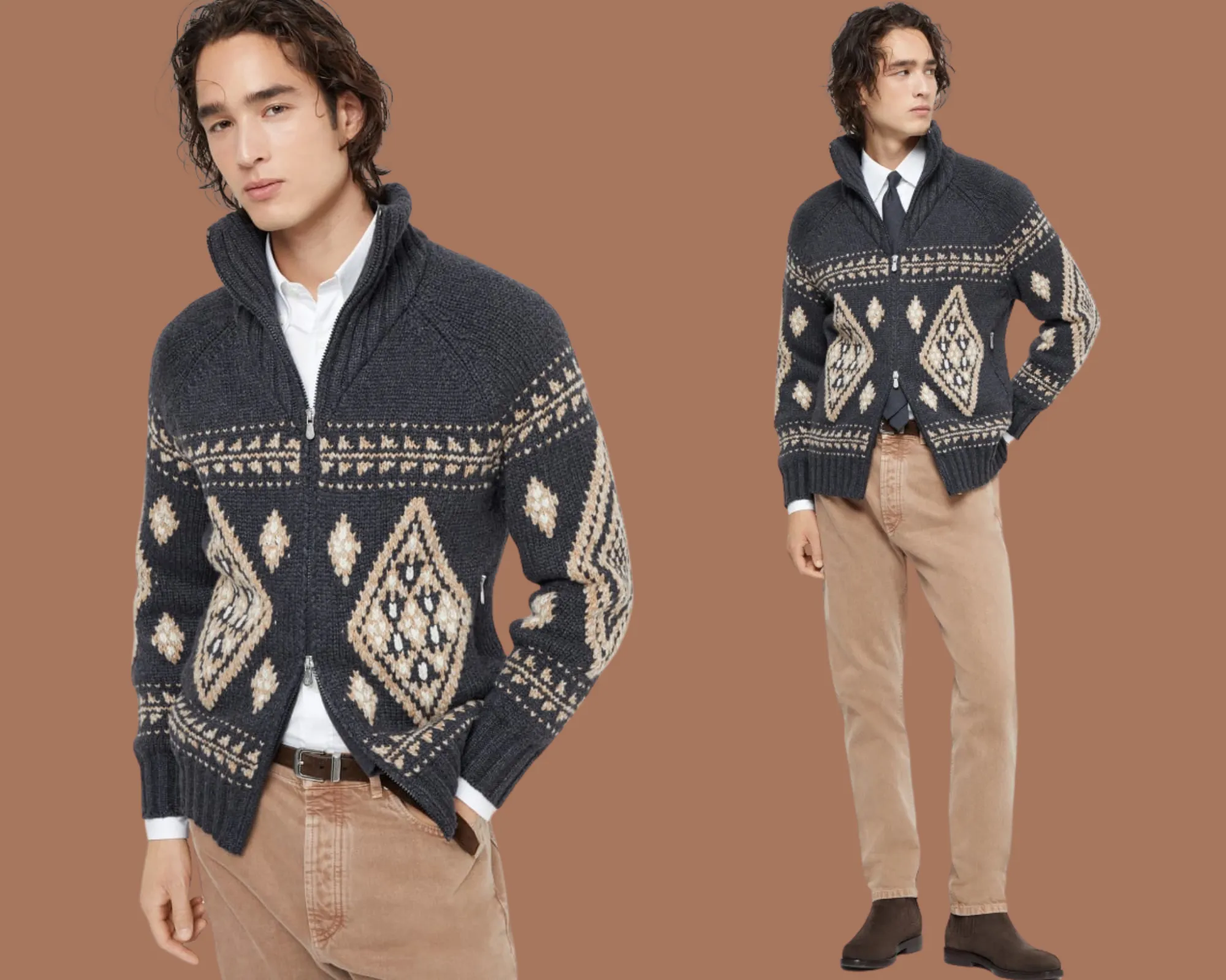 Brunello Cucinelli Geometric Jacquard Cardigan