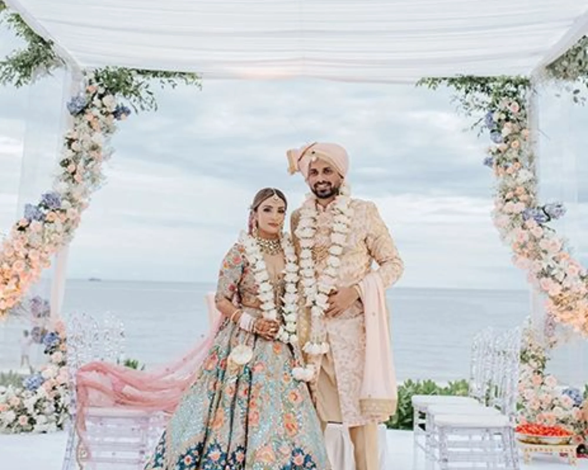 Mandap in Snow Forest Wedding Decor