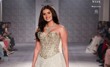 Tara Sutaria Walks in an 18 Karat Gold Corset at ICW2025 Tara Sutaria